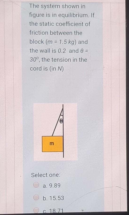 Solved The system shown in figure is in equilibrium. If the | Chegg.com