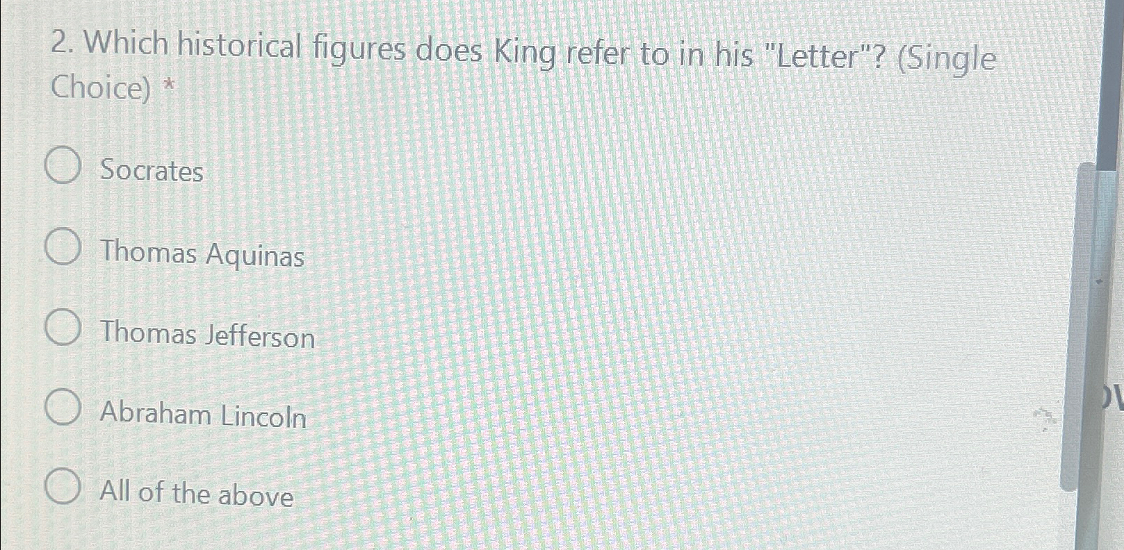 Solved Which historical figures does King refer to in his | Chegg.com