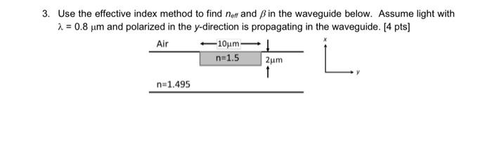 Solved Use the effective index method to find neff and β in | Chegg.com
