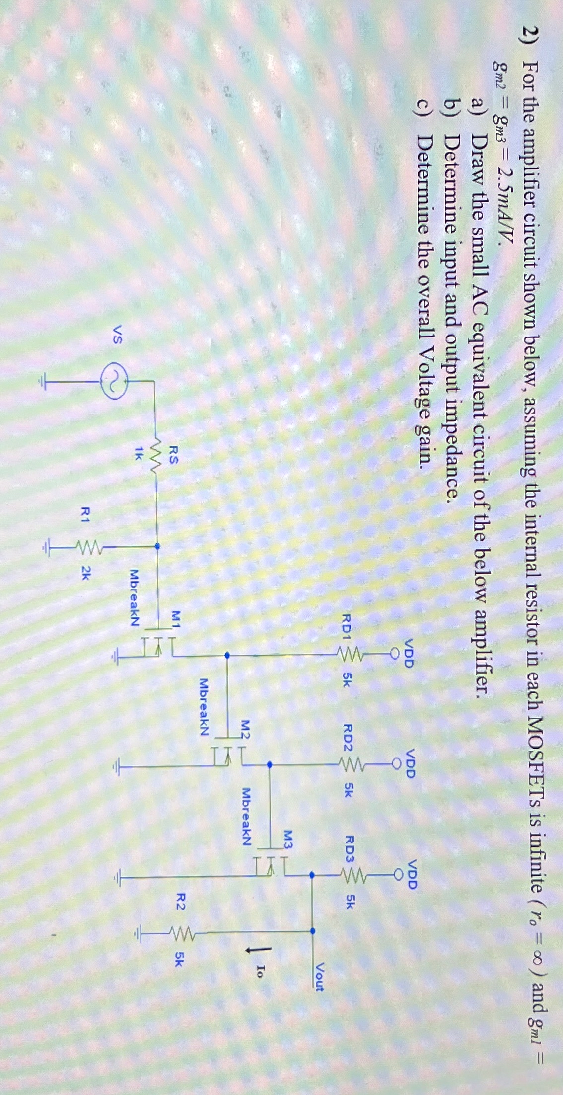 Solved For the amplifier circuit shown below, assuming the | Chegg.com