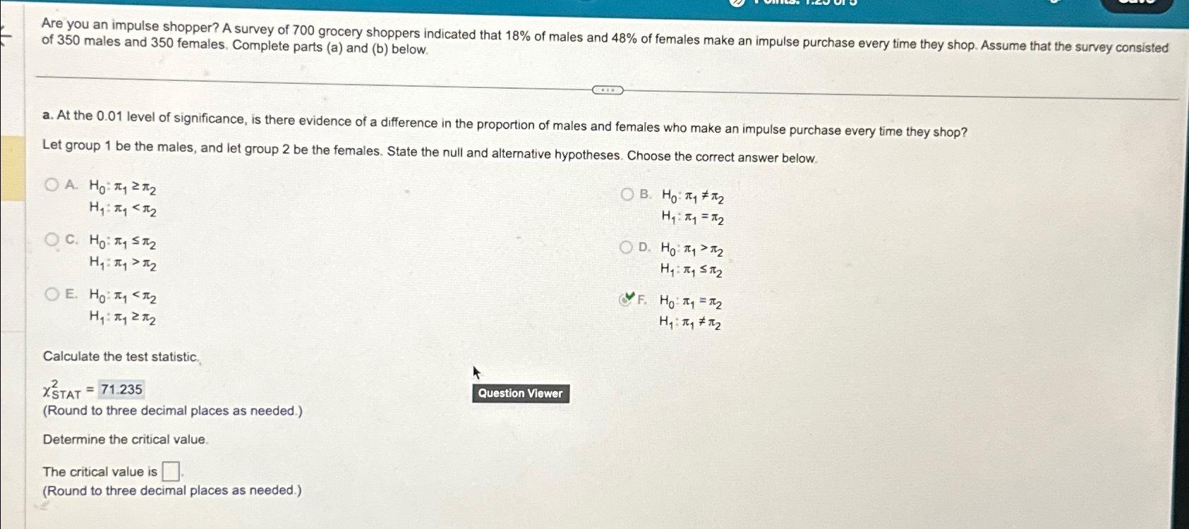 Solved What Is The CRITICAL Value? | Chegg.com