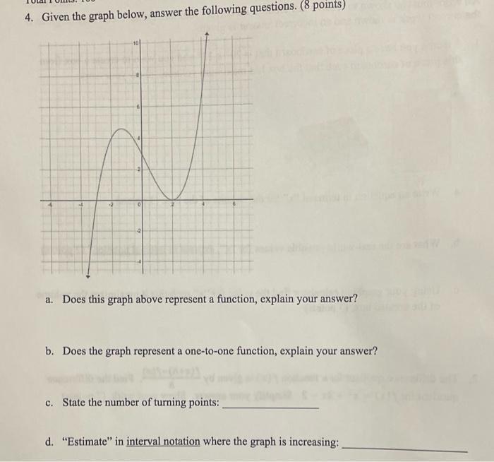 Solved 4. Given the graph below, answer the following | Chegg.com