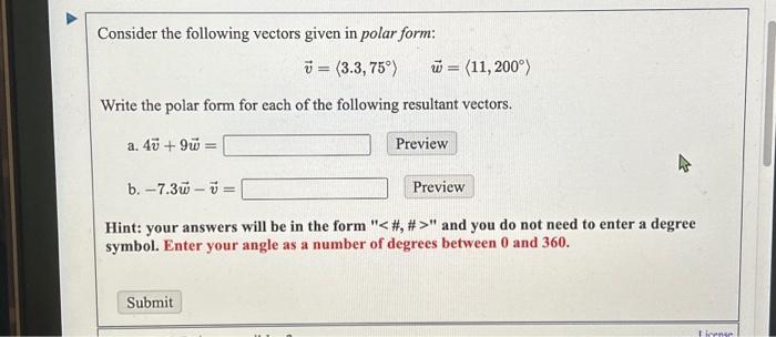 Solved Consider the following vectors given in polar form: 7 | Chegg.com