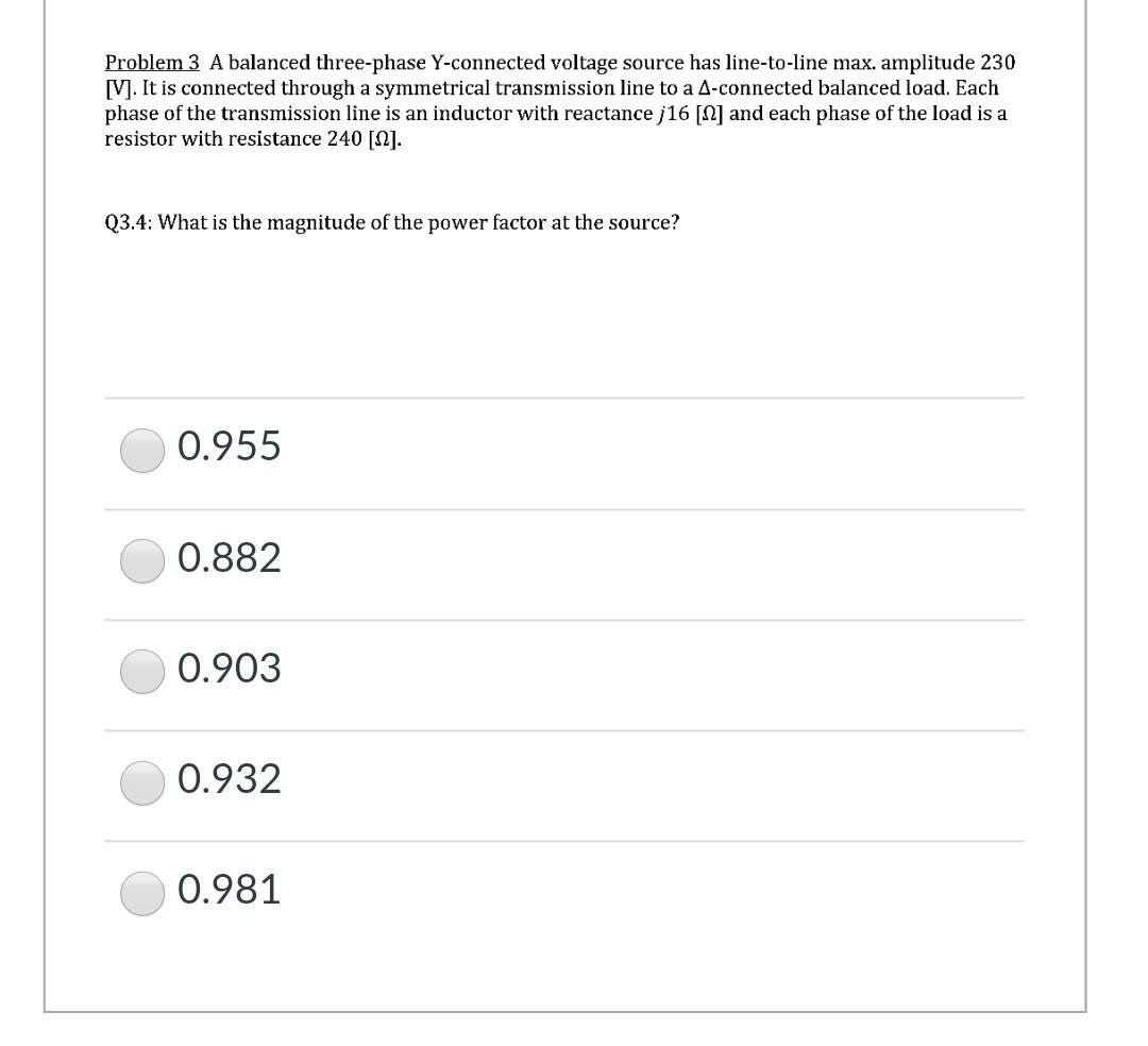 Solved Problem 3 A balanced three-phase Y-connected voltage | Chegg.com