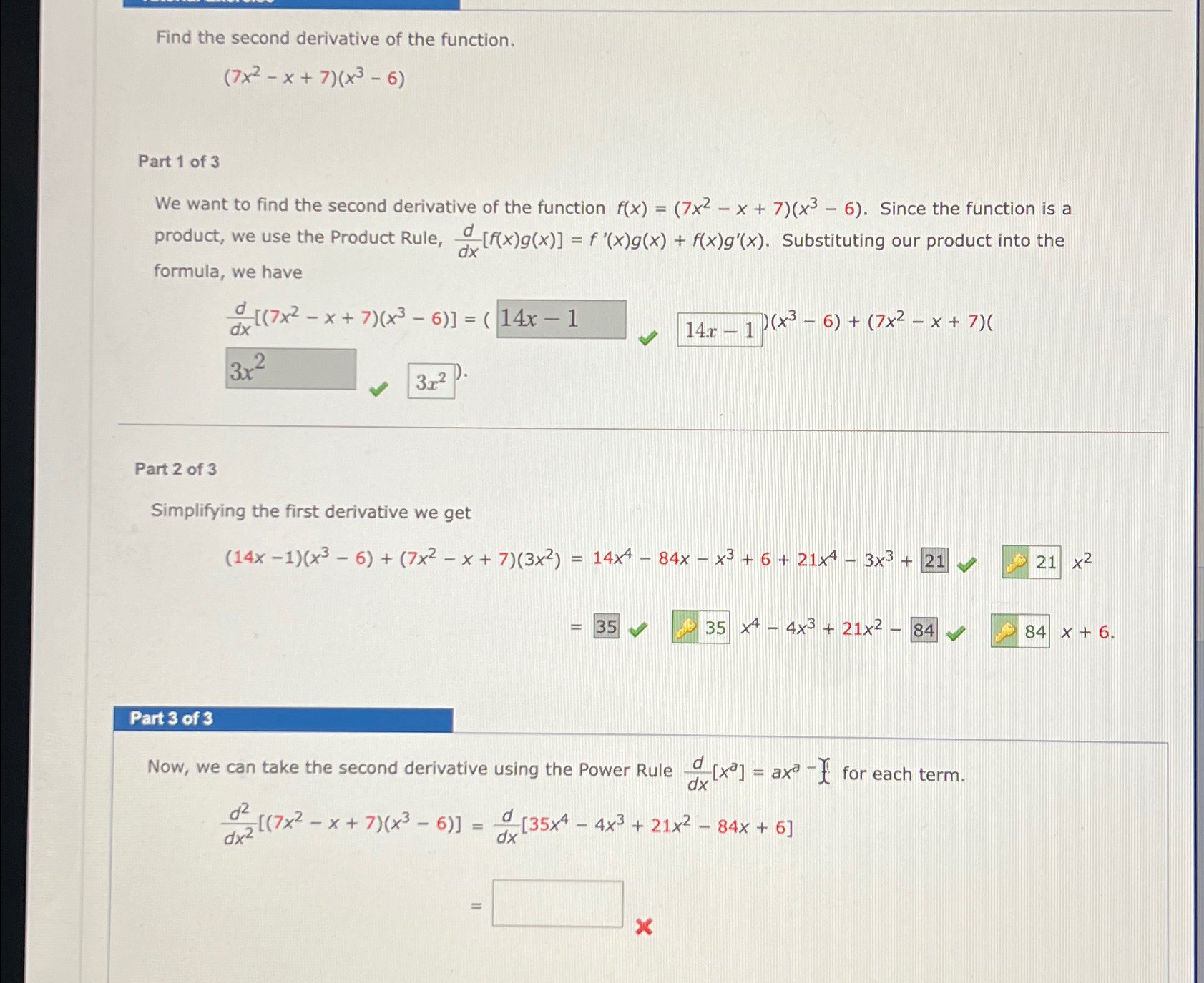 Solved Find the second derivative of the | Chegg.com