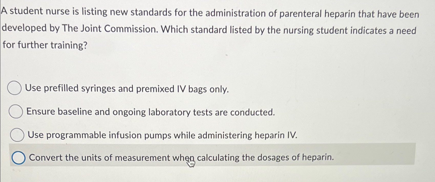 Solved A Student Nurse Is Listing New Standards For The 