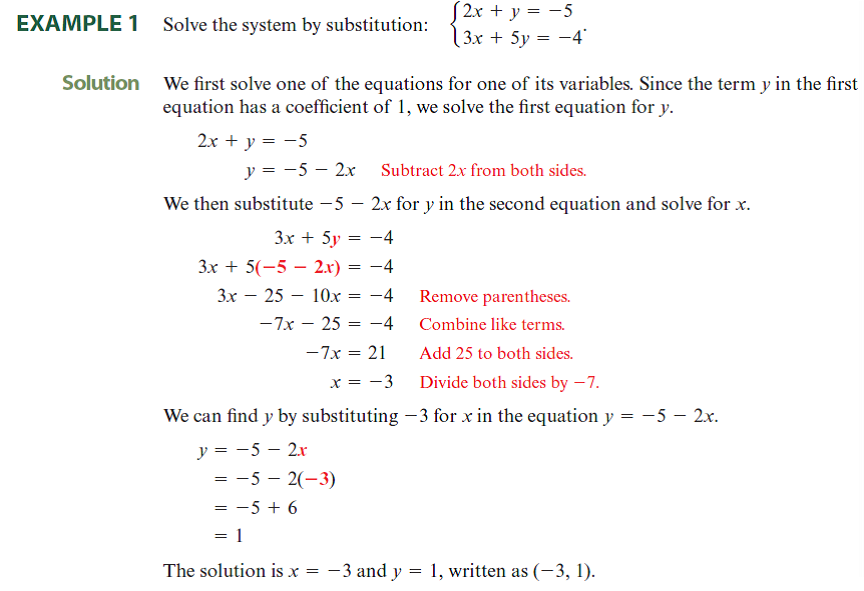 Solved: Use substitution to solve each system. See Examples 1 ...