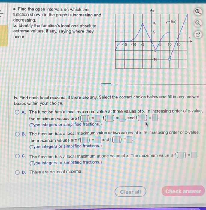 a. Find the open intervals on which the function | Chegg.com