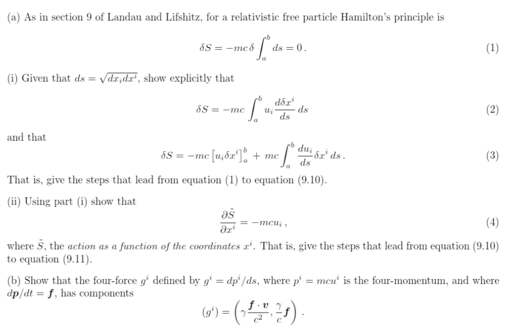 Solved (a) ﻿As in section 9 ﻿of Landau and Lifshitz, for a | Chegg.com