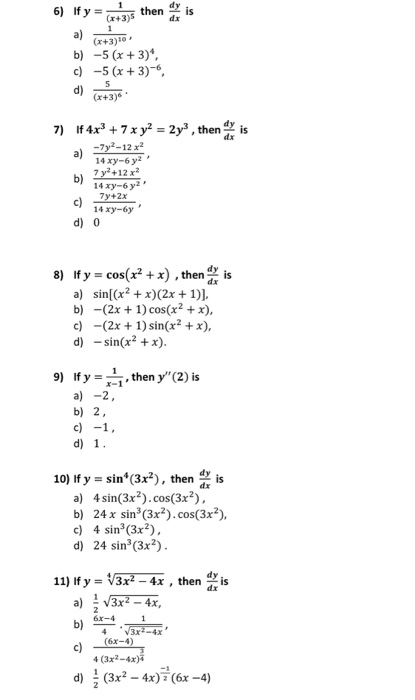 Solved 6 If Y 6135 Then He Is X 3 30 B 5 X 3 C 5 X Chegg Com