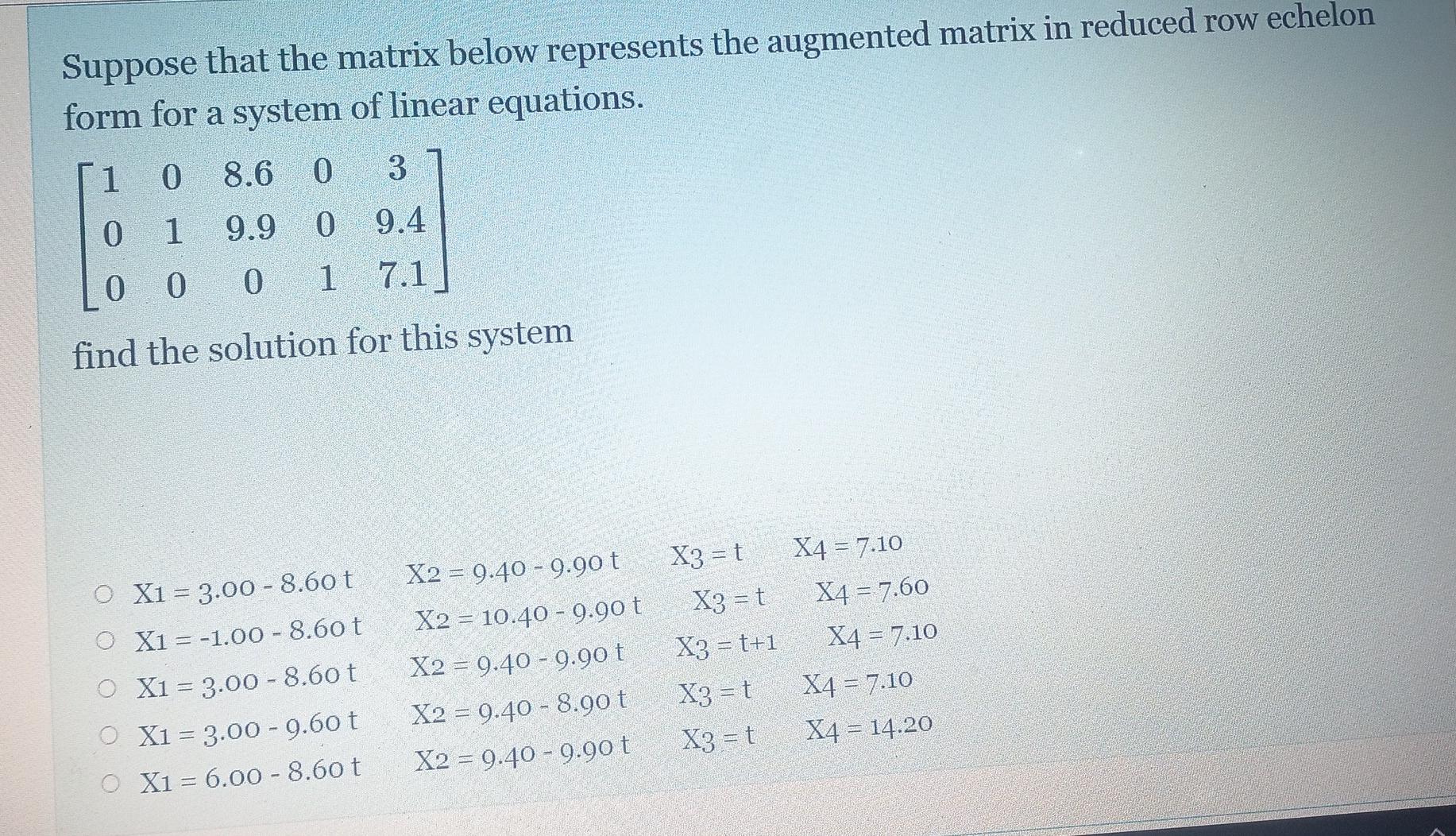 Solved Suppose that the matrix below represents the | Chegg.com