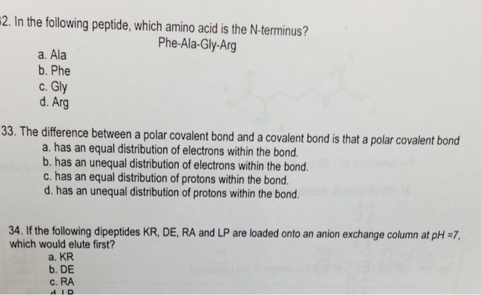 Solved 2. In the following peptide, which amino acid is the | Chegg.com