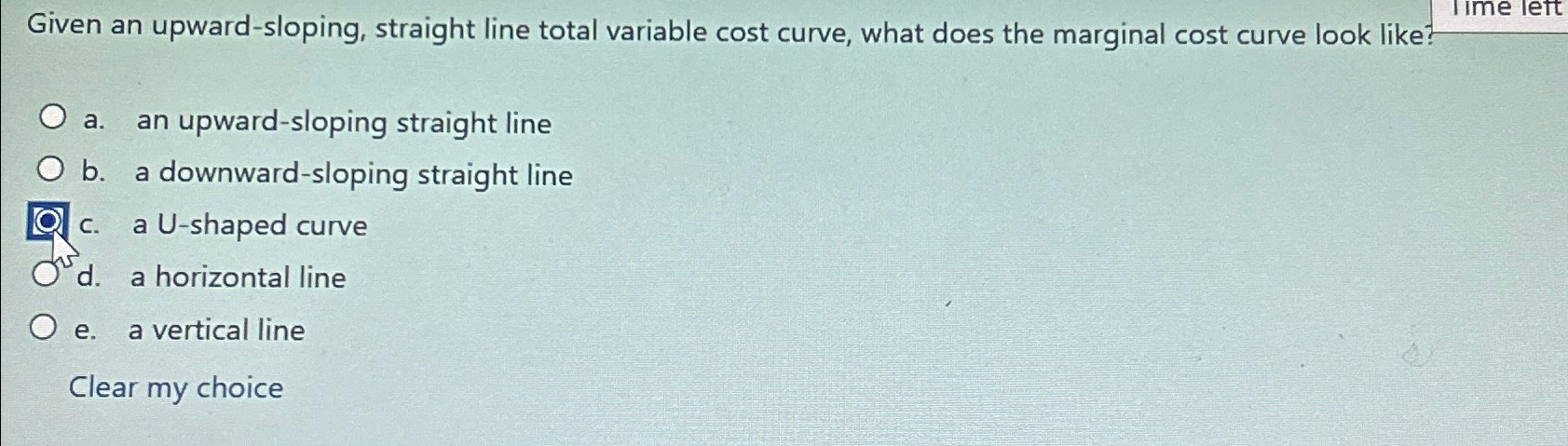 Given an upward-sloping, straight line total variable | Chegg.com