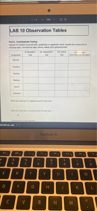 11 1001 LAB 10 Observation Tables Part A. | Chegg.com