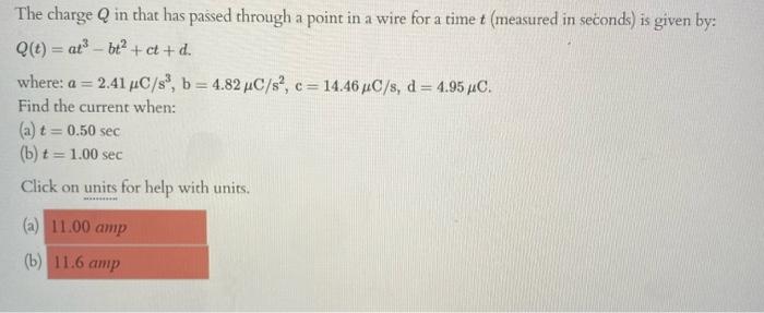 Solved The charge Q in that has passed through a point in a | Chegg.com