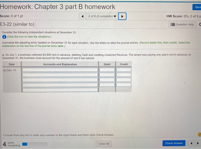 Solved Save Homework: Chapter 3 Part B Homework Score: 0 Of | Chegg.com