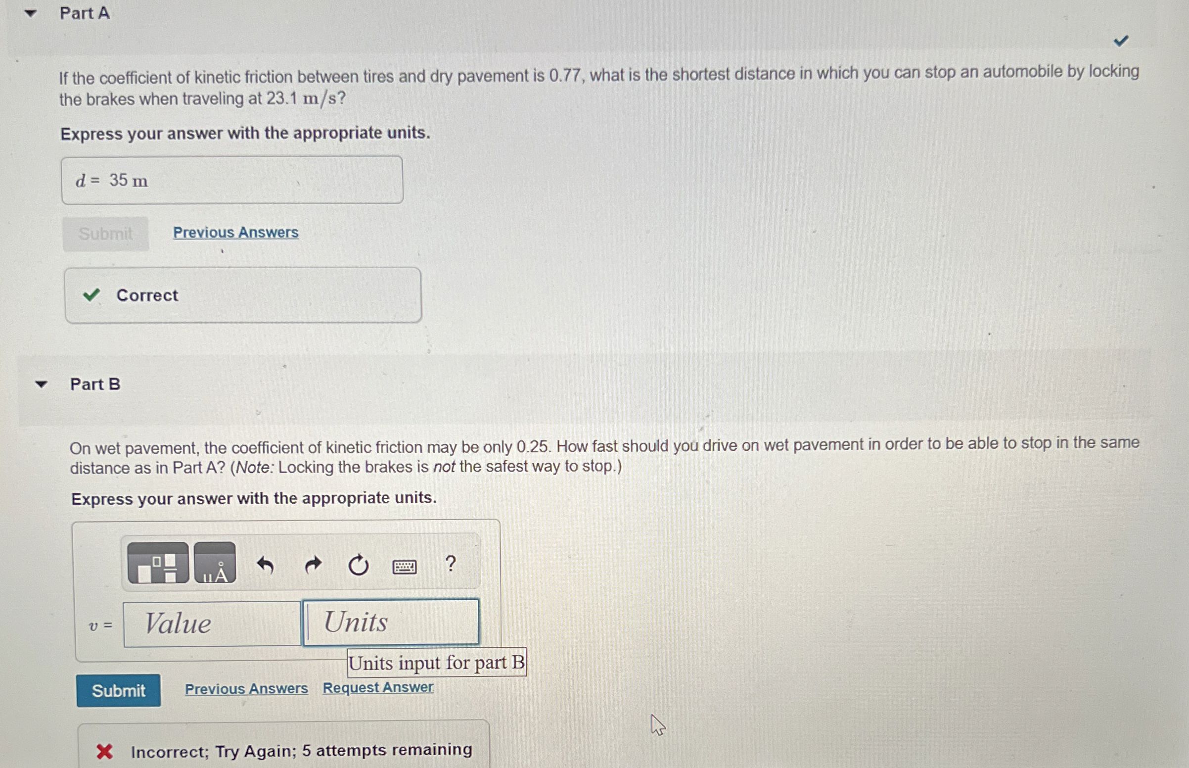 Solved Part AIf the coefficient of kinetic friction between | Chegg.com
