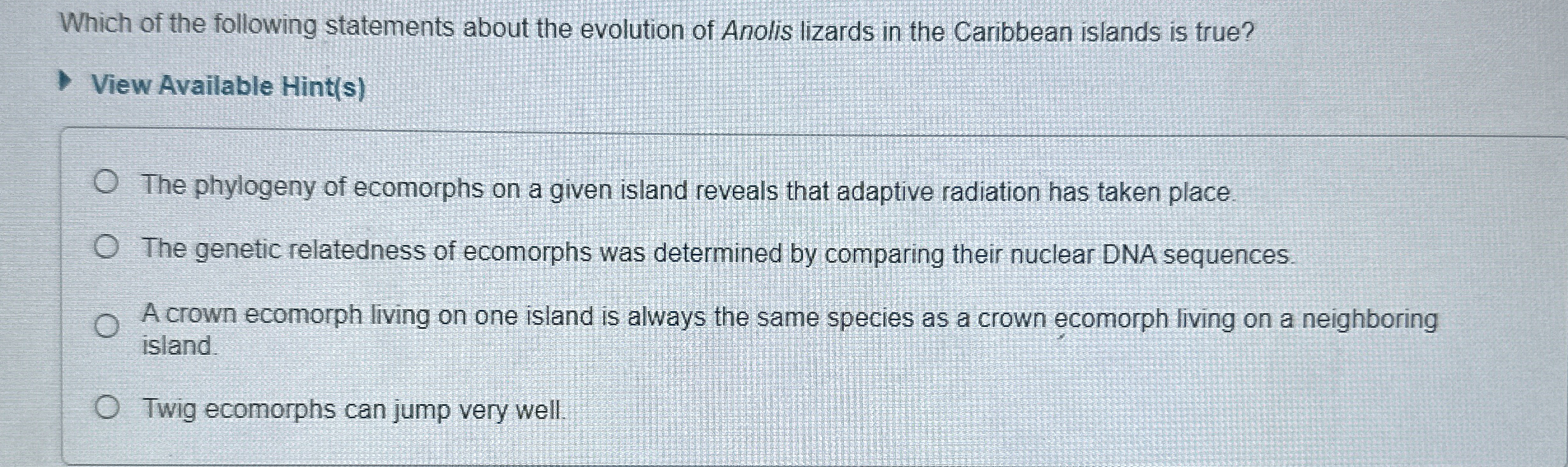 Solved Which of the following statements about the evolution | Chegg.com