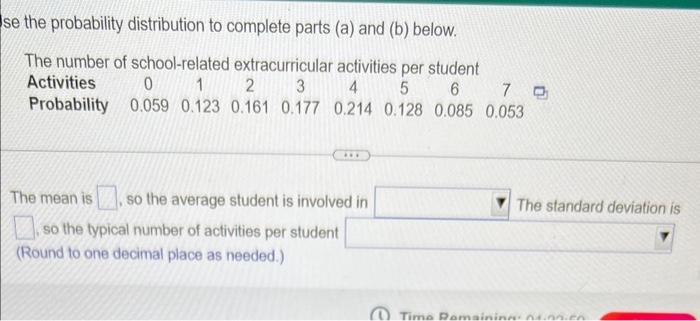 Solved Use the probability distribution to complete parts | Chegg.com