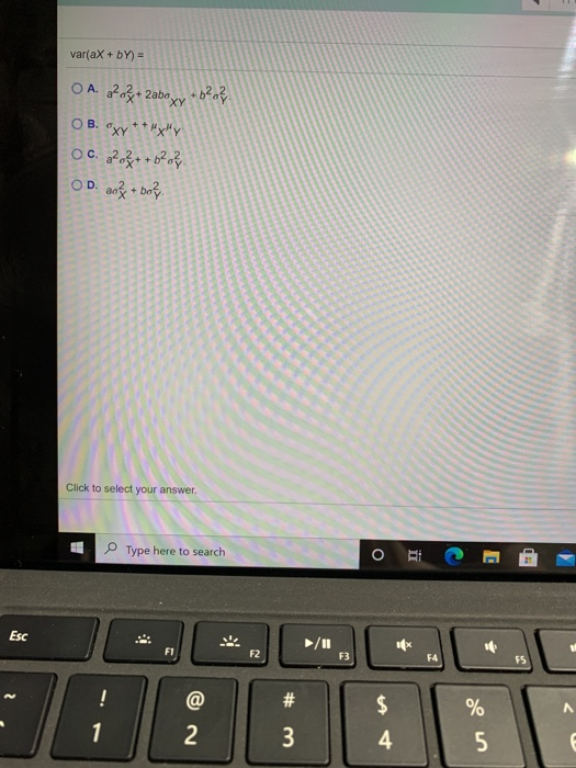 Solved var(aX+Y) = O A 2 of+ Zaboxy +8² oz OB. Oxy**"x"Y OC | Chegg.com