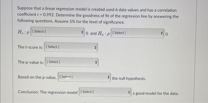 Solved Suppose that a linear regression model is created | Chegg.com