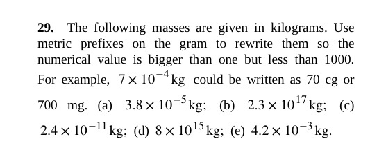 29. The following masses are given in kilograms. Use | Chegg.com