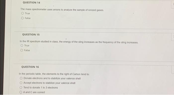 Solved The mass spectrometer uses anions to analyze the | Chegg.com