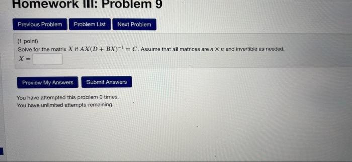 Solved Homework III: Problem 9 Previous Problem Problem List | Chegg.com