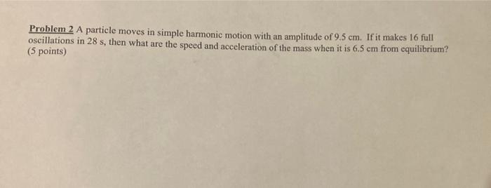 Solved Problem 2 A particle moves in simple harmonic motion | Chegg.com