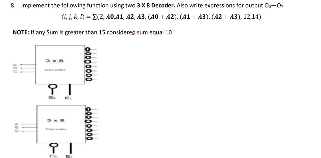 Solved Implement The Following Function Using Two 3×8