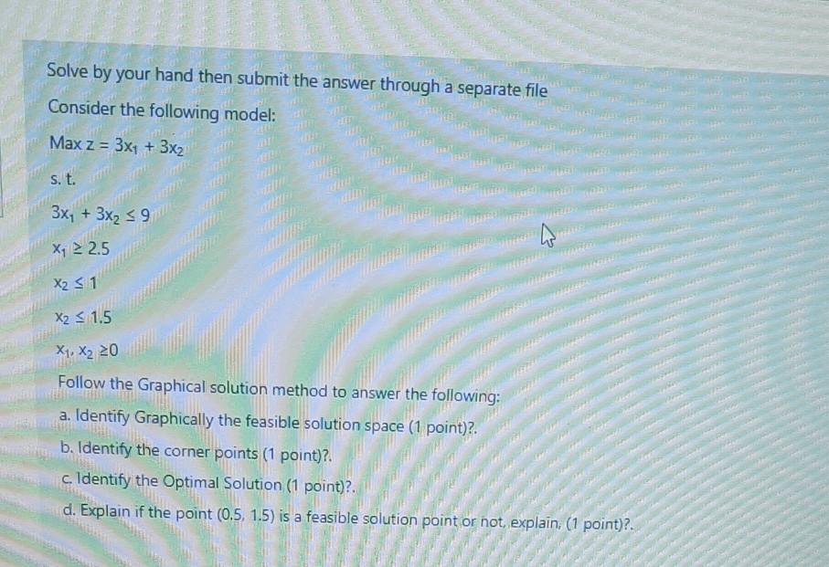 Solved Solve by your hand then submit the answer through a | Chegg.com