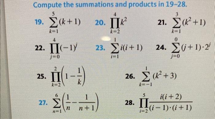 Solved 26. ∑k=−11(k2+3)Compute the summations and products | Chegg.com