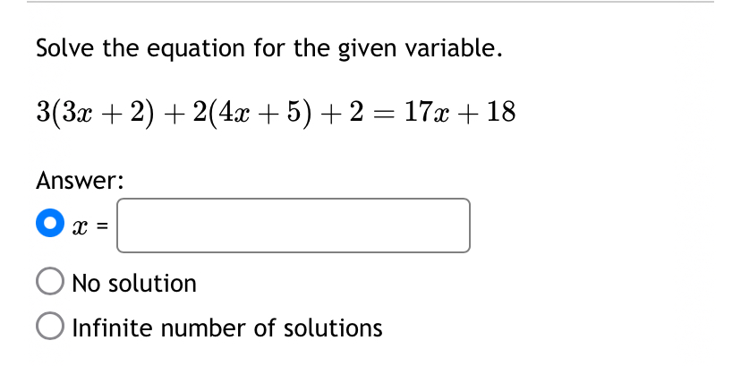 Solved Solve the equation for the given | Chegg.com