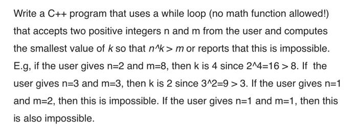 Solved Write a C++program that uses a while loop (no math | Chegg.com