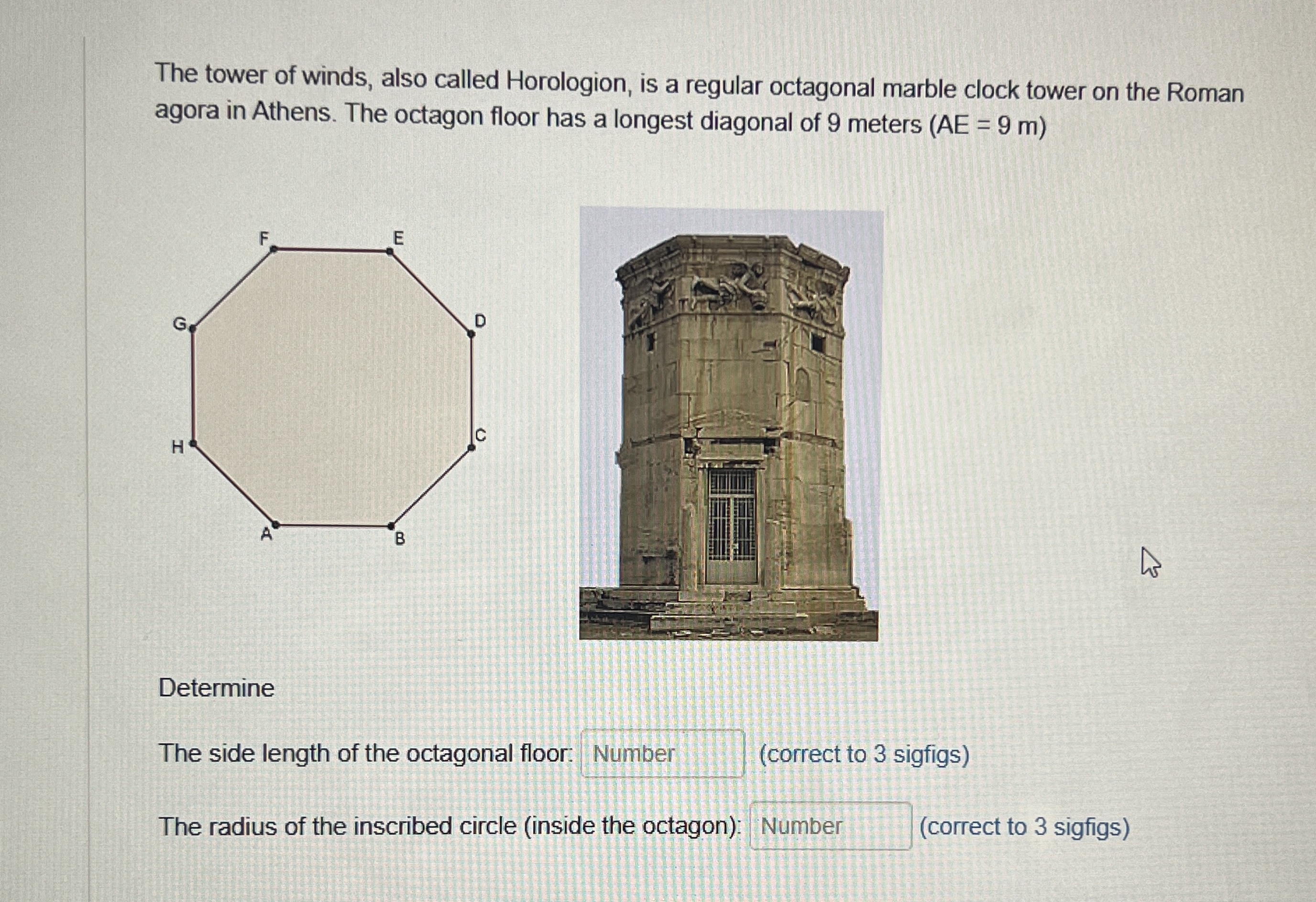 Solved The tower of winds, also called Horologion, is a | Chegg.com