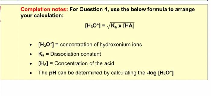 Solved 4. Complete The Below PH Calculations (showing Your | Chegg.com