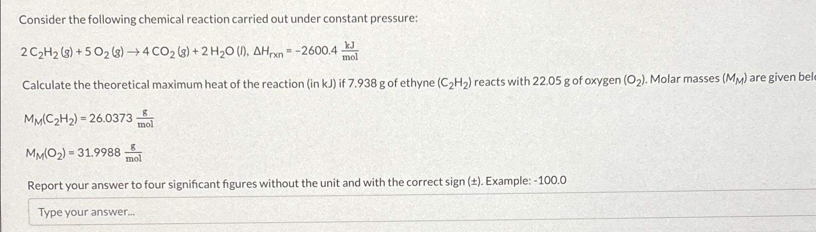 Solved Consider the following chemical reaction carried out | Chegg.com
