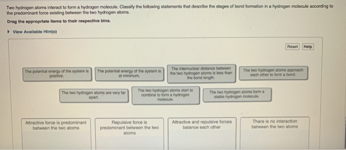 Solved Two hydrogen atoms interact to form a hydrogen | Chegg.com