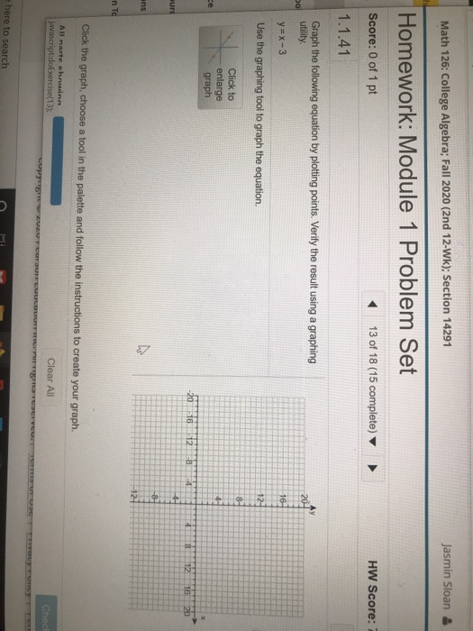 Solved Math 126: College Algebra; Fall 2020 (2nd 12-Wk); | Chegg.com