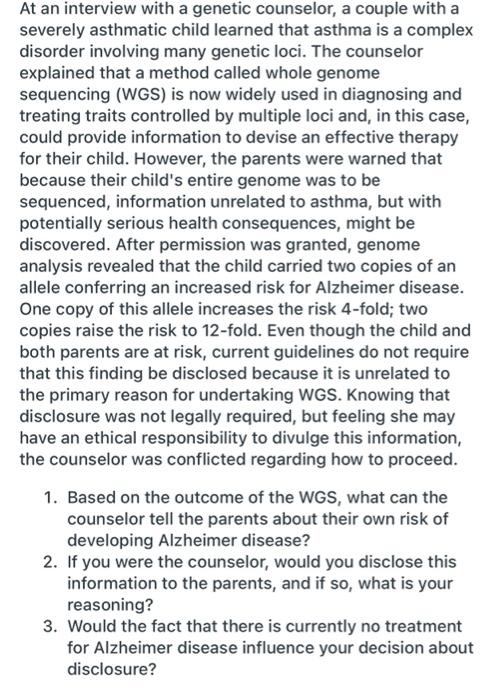 Solved At an interview with a genetic counselor, a couple | Chegg.com