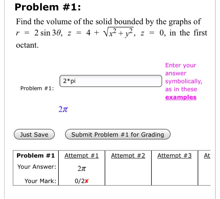 Solved Problem #1: Find the volume of the solid bounded by | Chegg.com