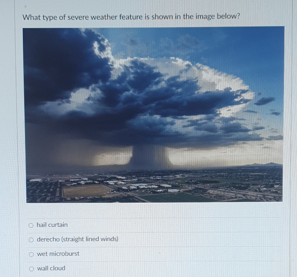 Solved What type of severe weather feature is shown in the | Chegg.com