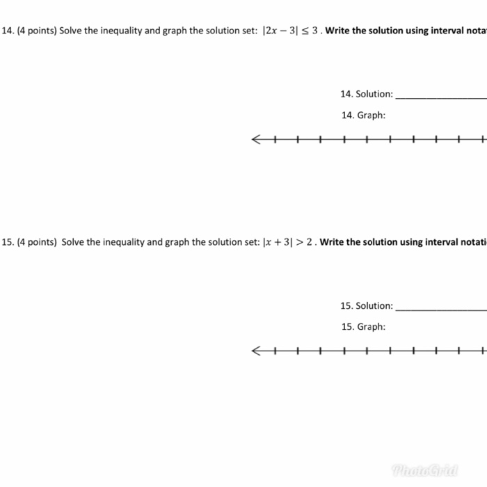 Solved 14. (4 points) Solve the inequality and graph the | Chegg.com