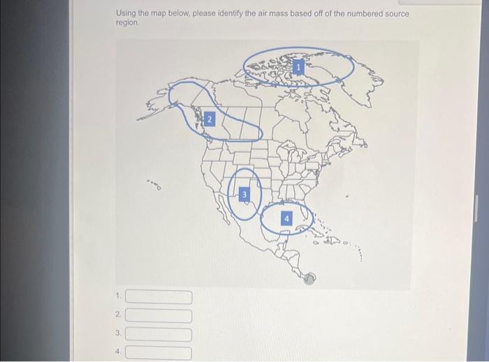 Solved Using the map below, please identify the air mass | Chegg.com