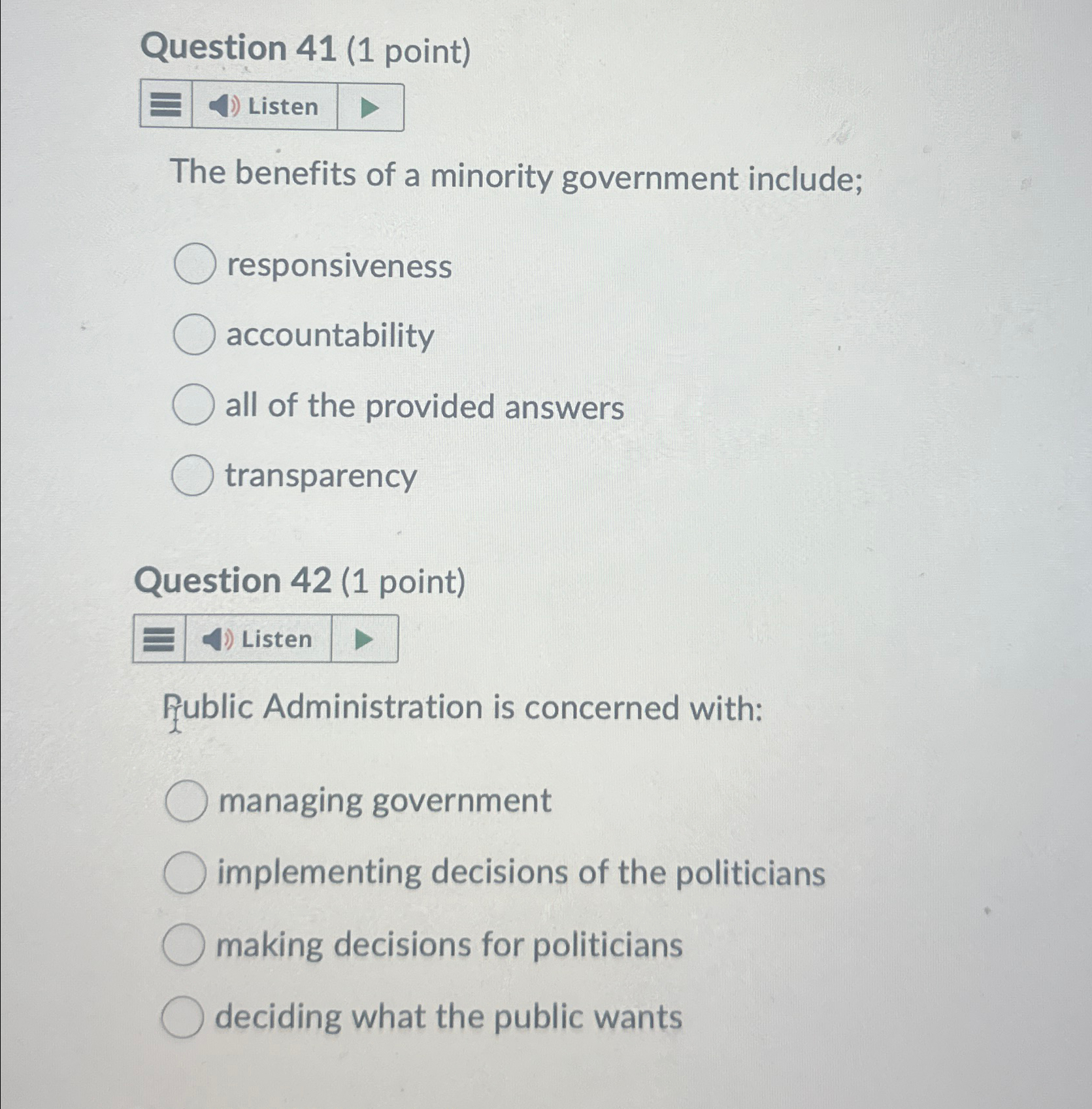 Solved Question 41 (1 ﻿point)The benefits of a minority | Chegg.com