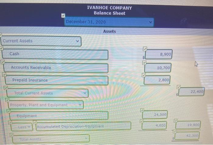 Solved Ivanhoe Company Worksheet For the Year Ended December | Chegg.com