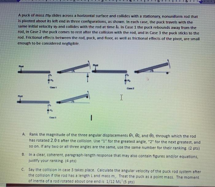 Solved A puck of mass mp slides across a horizontal surface