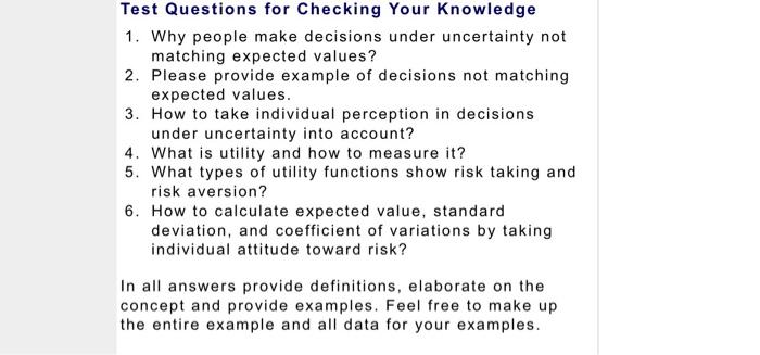 Solved Test Questions for Checking Your Knowledge 1. Why | Chegg.com