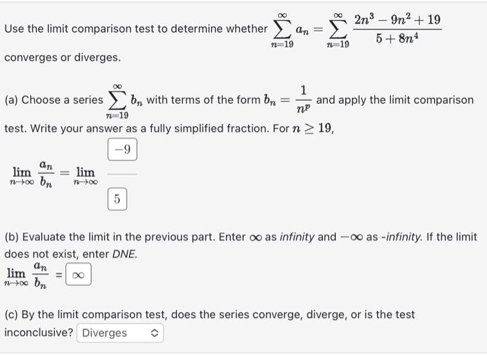 Solved Use the limit comparison test to determine whether | Chegg.com