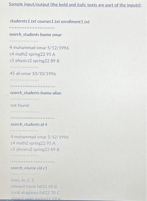 Solved In this Assignment, you will develop a file 1/O-based | Chegg.com